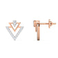 Falvi minimalist diamond stud earrings in 18K solid rose gold with 30 certified round diamonds - zivar.in