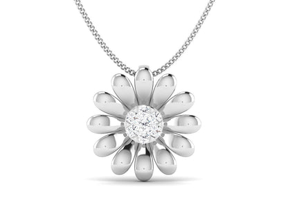 Floria diamond pendant in 18K solid white gold with 7 certified round diamonds - Zivar.in