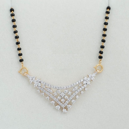 18KT Yellow Gold Diamond Mangalsutra with 1.24 Carat Round SI IJ Certified Diamonds - Zivar.in