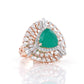Kairi 18K Rose Gold Diamond Ring with 1.21 Ct VS GH Diamonds & Green Gemstone - Zivar.in