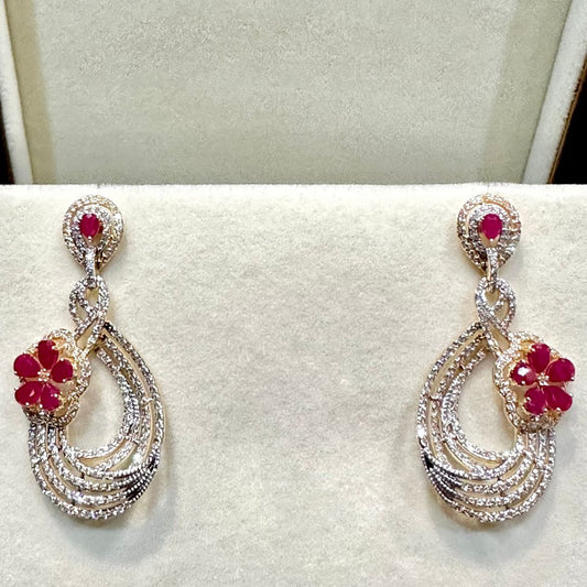 Pink Stone Diamond Earrings - zivar.in