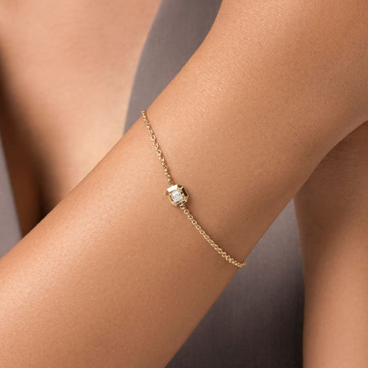 Square Diamond Solitaire Bracelet - zivar.in